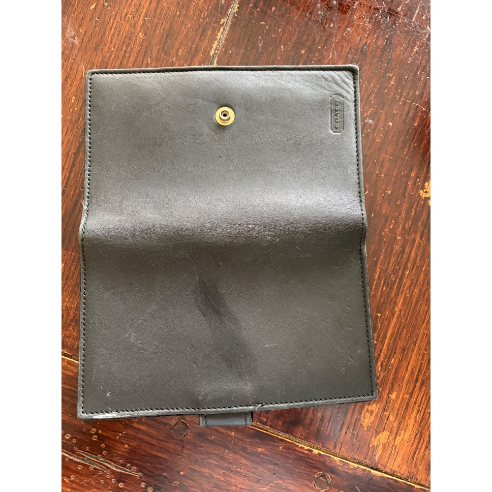 Vintage Coach Black Glove Tanned Leather Checkbook Cover Wallet USA Made - Picture 6 of 11